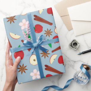 Herbstapel, Zimt und Blume Nahtloser Herbst Geschenkpapier