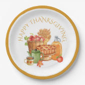 Herbstäpfel, Apfelkuchen, Kaffee Pappteller (Vorderseite)