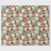 Herbstäpfel, Blume, Star Anise Erntedank Geschenkpapier (Flach)