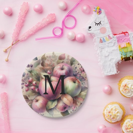 Herbstäpfel in Pastellfarben Aquarellmalerei Pappteller (Party)