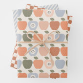 Herbstäpfel mit Karos und Streifen Geschenkpapier Set (Beispiel)