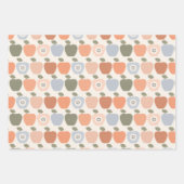 Herbstäpfel mit Karos und Streifen Geschenkpapier Set (Vorderseite)