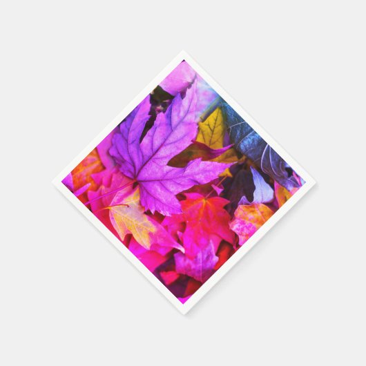 Herbstaplatte bunt Herbst rosa lila rot Serviette (Ecke)