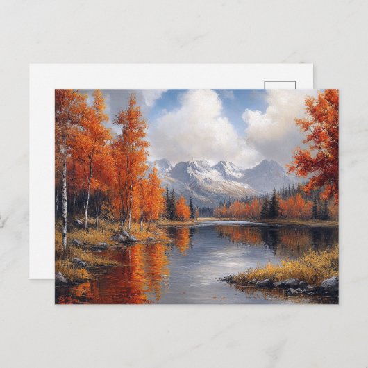 Herbstasphaltierte Wälder und Berge Landschaft Postkarte (Vorne/Hinten)