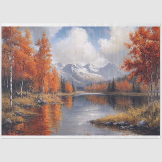 Herbstasphaltierte Wälder und Berge Landschaft Seidenpapier (Vorderseite)
