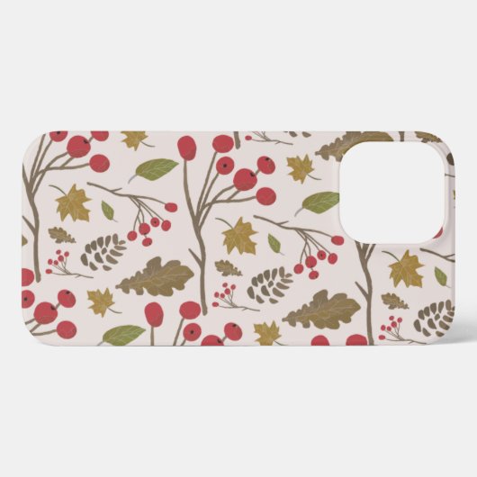 Herbstästhetische Blätter grün-braun-orange iPhone Hülle (Rückseite (Horizontal))