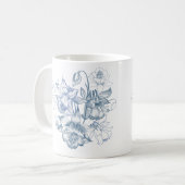 Herbstatmen Luxus Blaue Blume Nahtloses Muster Kaffeetasse (Vorderseite Links)