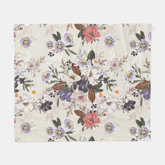 Herbstatmung Nahtlose Blume Muster Fleecedecke (Vorderseite (Horizontal))