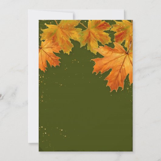 Herbstausfall Blätter Elegante Hochzeit Einladung (Rückseite)