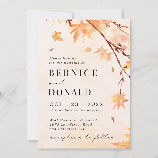 Herbstausfälle bei Einladung zur Hochzeit von Lieb (Vorderseite)