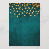 Herbstausgabe Gold und Aquamarin Blue Wedding Menükarte (Rückseite)