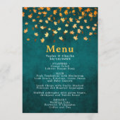 Herbstausgabe Gold und Aquamarin Blue Wedding Menükarte (Vorderseite)