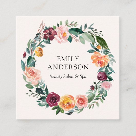 Herbstausgabe Rose Blumenkranz Visitenkarte (Vorderseite)