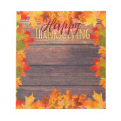 Herbstausgänge auf dem rustikalen Erntedank Notizblock (Vorderseite)