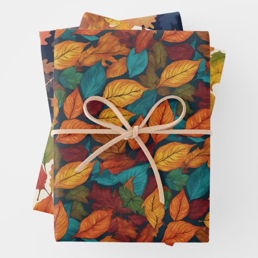 Herbstausgänge Herbstsaison Natur Gemustert Hübsch Geschenkpapier Set (Beispiel)