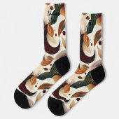 Herbstausgänge in Burgund, Grün und Senf Socken (Linkes Detail)