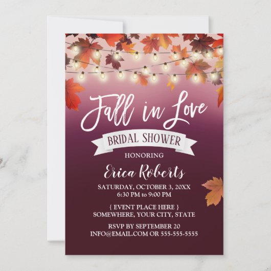 Herbstausgänge Roter Herbst im Brautparty Liebe Einladung (Vorderseite)