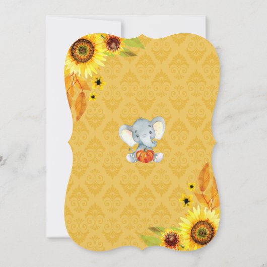 Herbstbaby Dusche Einladung Sonnenblumenelefant (Rückseite)