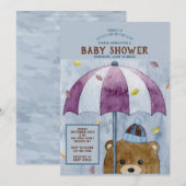 Herbstbär Babydusche Einladung (Vorne/Hinten)