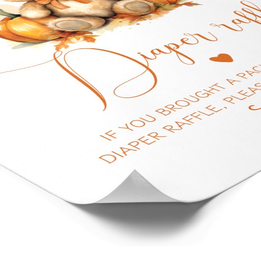 Herbstbär Kleiner Kürbis Windelspinner Babydusche Poster (Ecke)