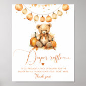 Herbstbär Kleiner Kürbis Windelspinner Babydusche Poster (Vorne)