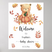 Herbstbär mit Pumpkin - Begrüßungsbaby-Dusche Poster (Vorne)