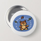 Herbstbär mit sinkenden Blätter Button (Vorne & Hinten)