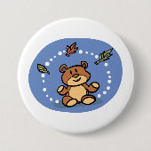 Herbstbär mit sinkenden Blätter Button (Vorderseite)