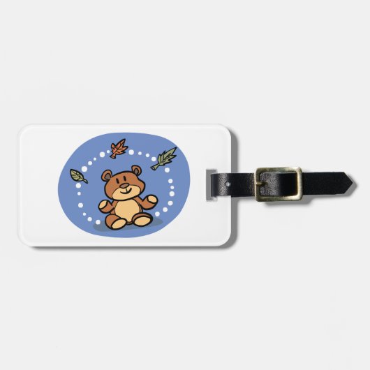 Herbstbär mit sinkenden Blätter Gepäckanhänger (Vorderseite horizontal)