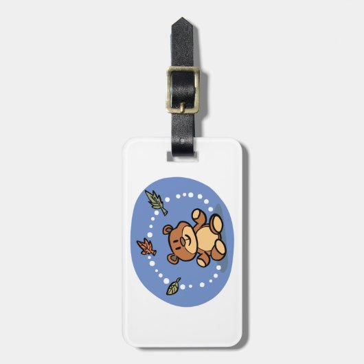 Herbstbär mit sinkenden Blätter Gepäckanhänger (Vorderseite vertikal)