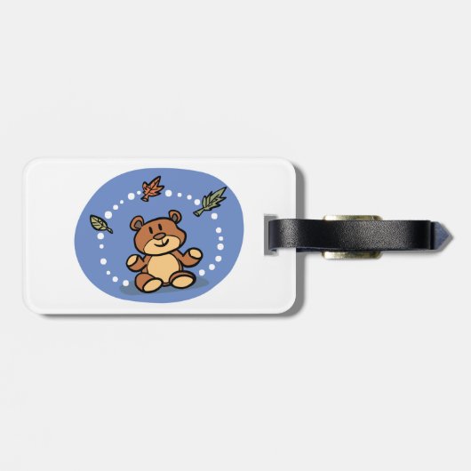 Herbstbär mit sinkenden Blätter Gepäckanhänger (Rückseite horizontal)