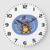 Herbstbär mit sinkenden Blätter Große Wanduhr (Vorderseite)