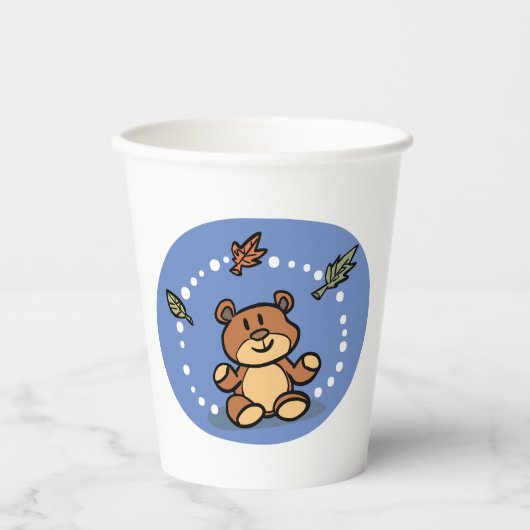 Herbstbär mit sinkenden Blätter Pappbecher (Vorderseite)