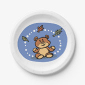 Herbstbär mit sinkenden Blätter Pappteller (Vorderseite)