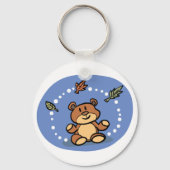 Herbstbär mit sinkenden Blätter Schlüsselanhänger (Rückseite)