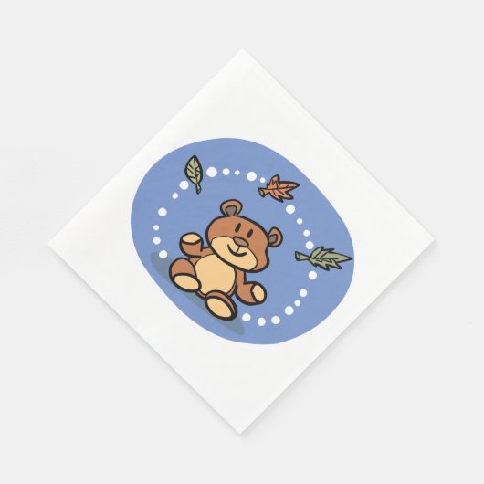 Herbstbär mit sinkenden Blätter Serviette (Ecke)