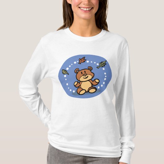Herbstbär mit sinkenden Blätter T-Shirt (Vorderseite)