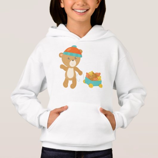 Herbstbär, Niedlicher Bär, Bär mit Hut, Blätter Hoodie (Vorderseite)