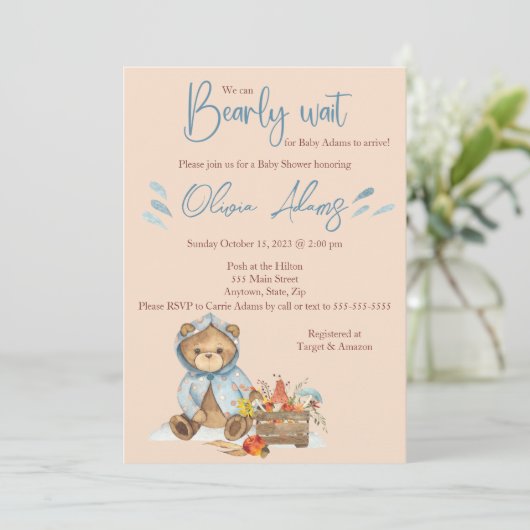 Herbstbärendusche, Herbstbär Einladung (Stehend Vorderseite)