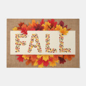 Herbstbauernhaus farbige Herbstblätter auf Burlap Fußmatte (Vorderseite)