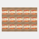 Herbstbauernhaus farbige Herbstblätter auf Burlap Geschenkpapier Set (Vorderseite)