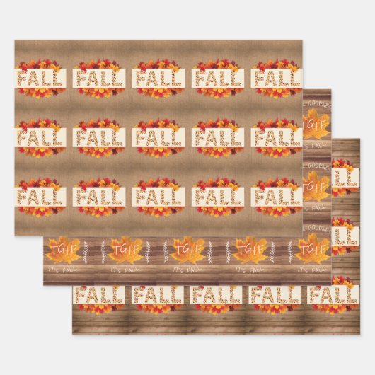 Herbstbauernhaus farbige Herbstblätter auf Burlap Geschenkpapier Set (Set)