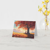 Herbstbaum-Gebetsmädchen Karte (Gelbe Blume)