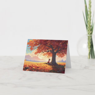 Herbstbaum-Gebetsmädchen Karte