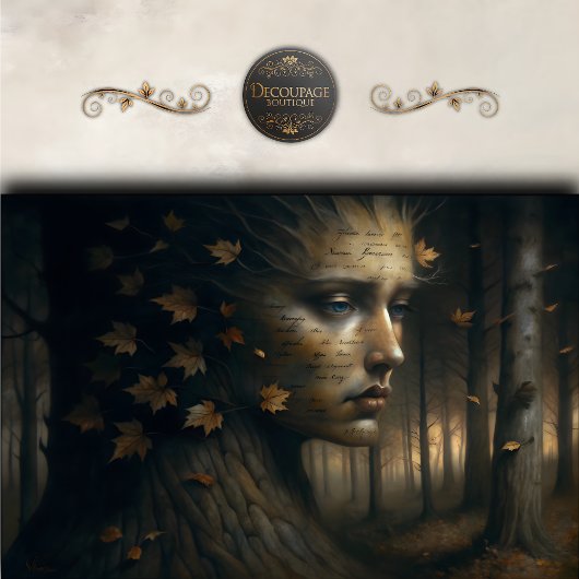 Herbstbaum Gesicht surreal Decoupage Seidenpapier