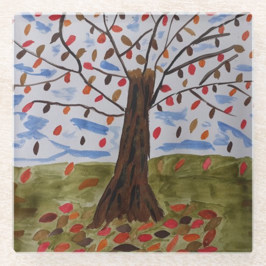 Herbstbaum Glasuntersetzer (Vorderseite)