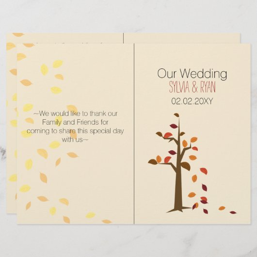 Herbstbaum, Herbst-Hochzeitsprogramm (Vorne/Hinten)