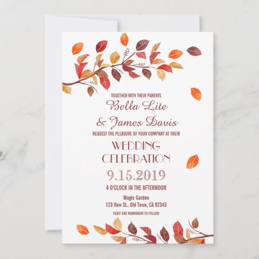 Herbstbaum Herbstblätter Einladungen für Hochzeite (Vorderseite)