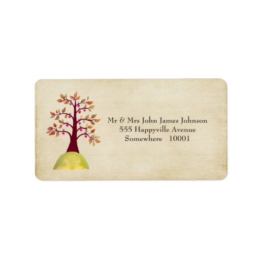 Herbstbaum Hochzeiten Rücksendeadressen-Aufkleber Adressaufkleber (Vorne)