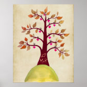 Herbstbaum-Hochzeitsmonogramm Poster (Vorne)
